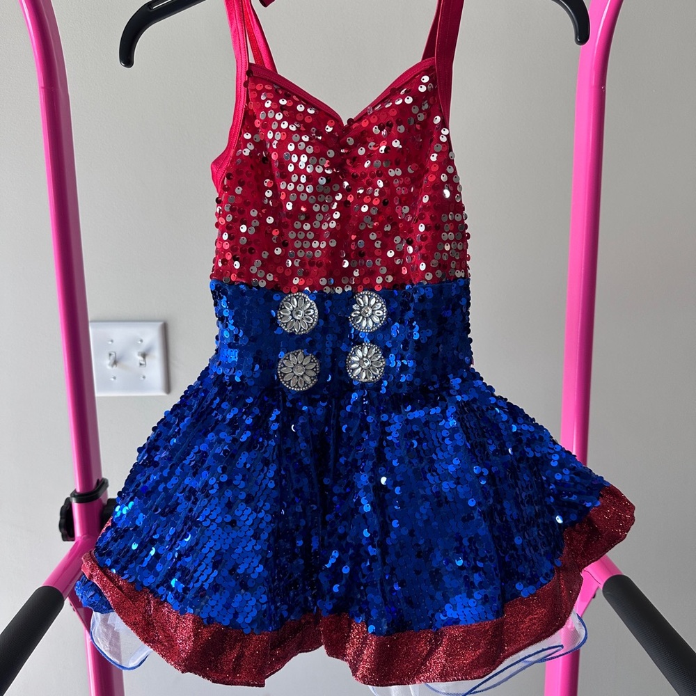 Weissman Red and Blue Sequin Kids Dance Costume